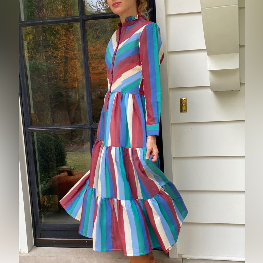RARE Daydress UK Striped Silk/Cotton Blend Dakota Dress. Size S